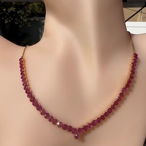 Natural Burmese Rugby Necklace in 18 k sold gold New with lab certificate